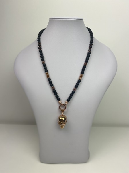 Halskette für Herren/Damem Frauen/Männer Perlenkette mit Totenkopfanhänger