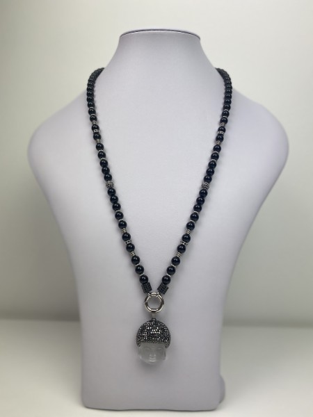 Halskette für Herren/Damem Frauen/Männer Perlenkette mit Bergkristallen