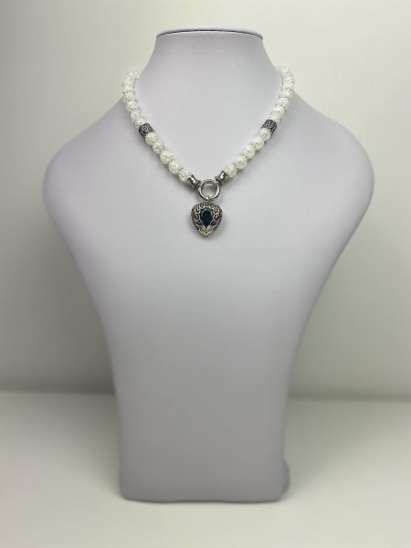 Halskette für Herren/Damem Frauen/Männer Perlenkette mit Herzanhänger