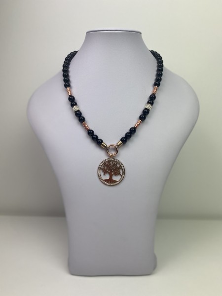 Halskette für Herren/Damem Frauen/Männer Perlenkette mit Lebensbaumanhänger